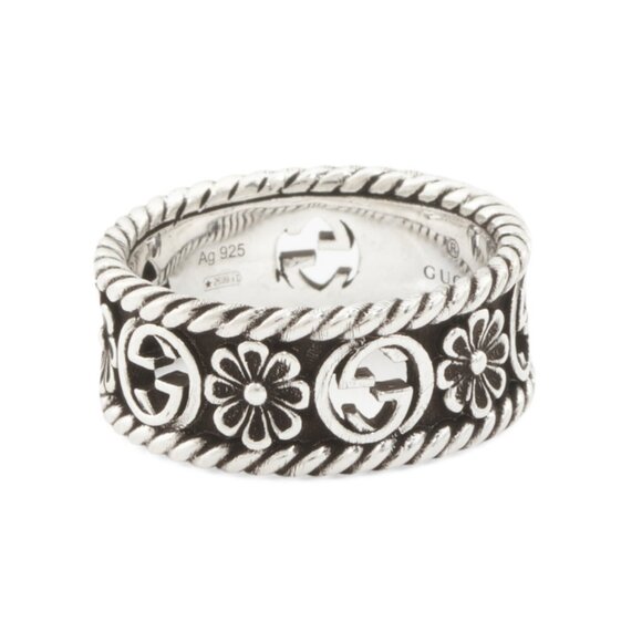 GUCCI Silver Made In Italy Sterling Silver Flowers Ring - Picture 1 of 2